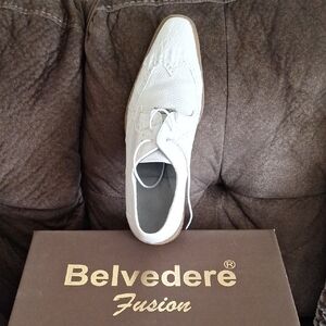 Belvedere Fusion White Leather Derby Shoes